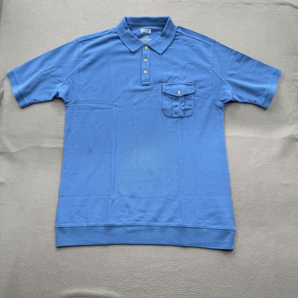 Duluth Trading Co Polo Shirt Mens Large Tall Blue Banded Bottom Chest Pocket